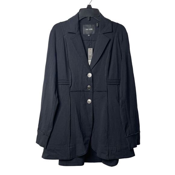 Nick+Zoe Tree Button Seamed Riding Jacket Size X Small Black New - Picture 2 of 16